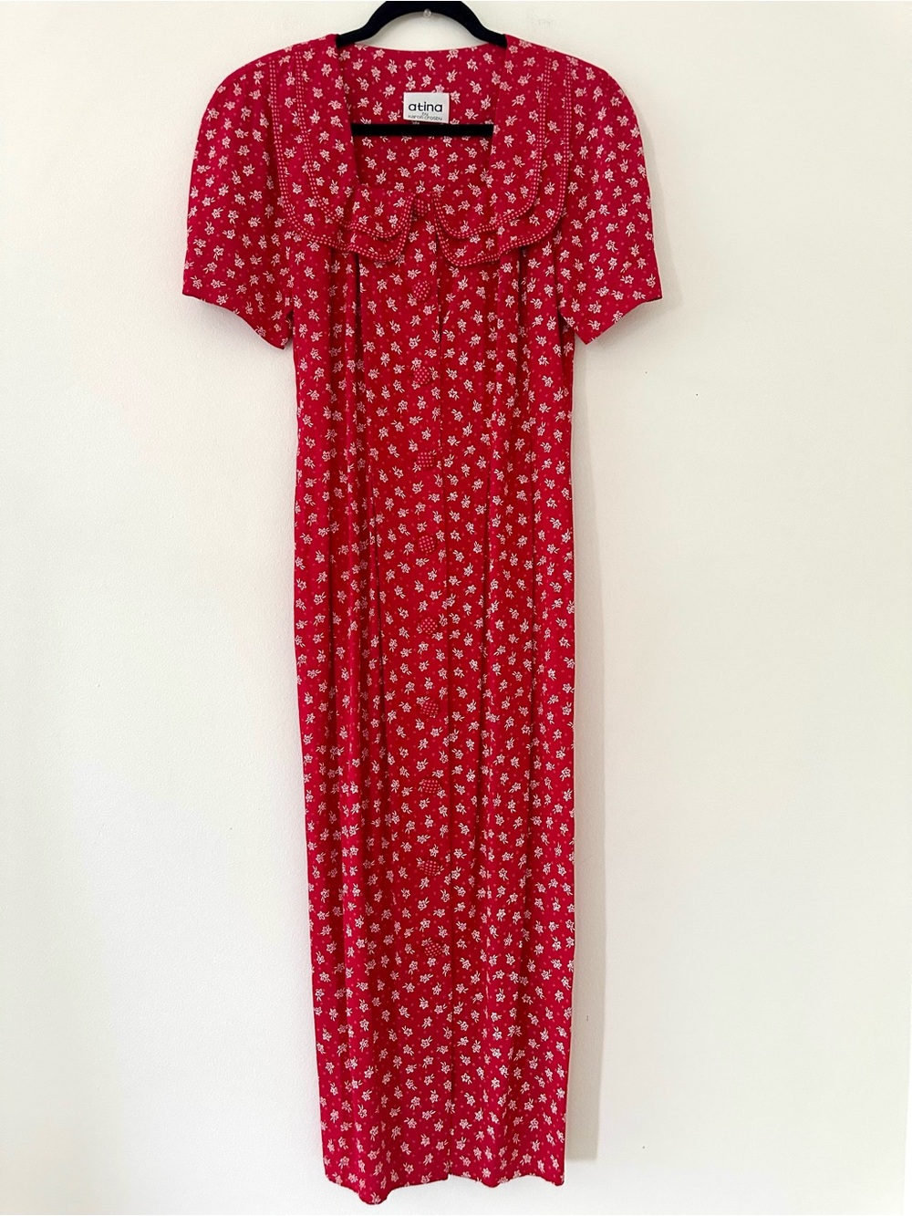 Atina by Karon Crosby Vintage Red Floral midi Dress Size 6  Prairie Cottagecore